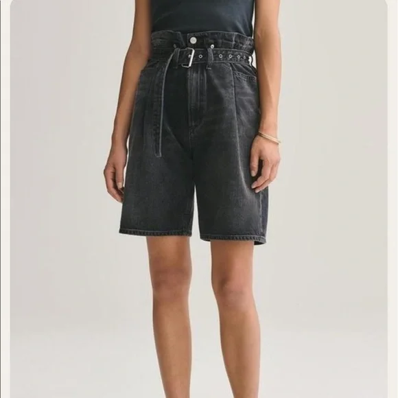 NWT AGOLDE x REVOLVE Black Reworked 90s Short Cinched Waist in Pave, Size 31 - Picture 3 of 11
